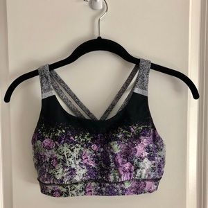 Lululemon Black and Purple Pattern Sports Bra Sz 6